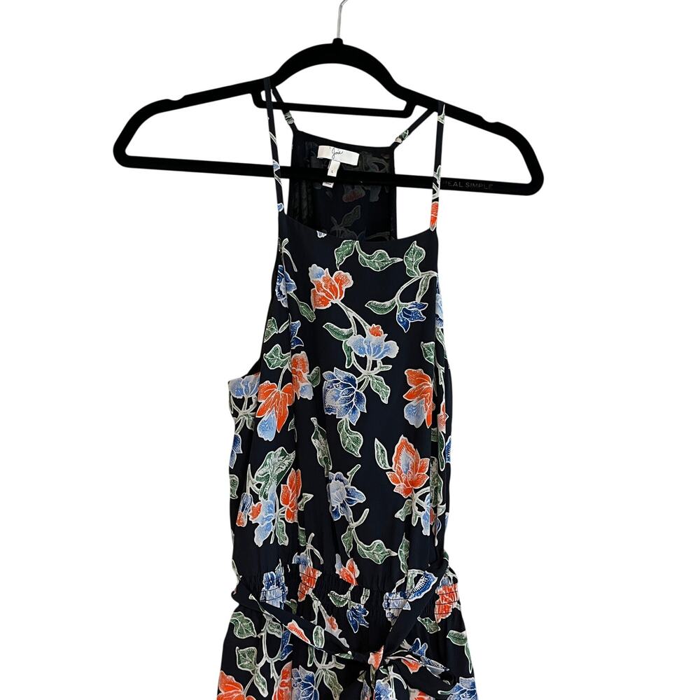 Joie Midi Dress Deme Floral Halter Sleeveless 100% Silk Caviar Black Size Large - Picture 6 of 10
